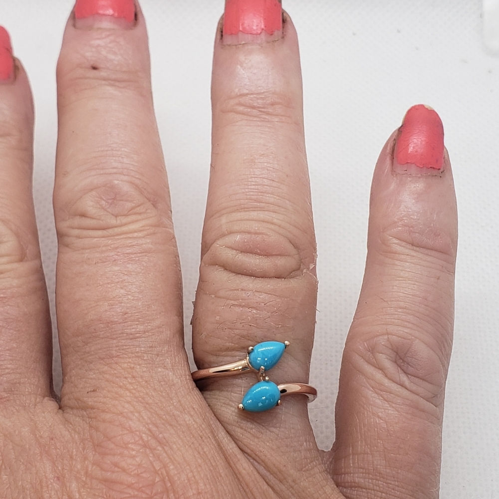Sleeping Beauty Turquoise Bypass Ring - Picture 3 of 13
